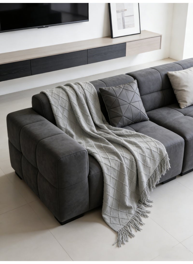 MAC Jabags Tassel Design Soft Blanket Keep Warm Cotton Light Grey 127 x 172cm - Image 5